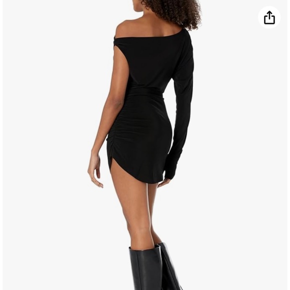 Norma Kamali Women's One Sleeve Drop Shoulder Side Drape Mini Dress XS NWOT - Picture 2 of 2